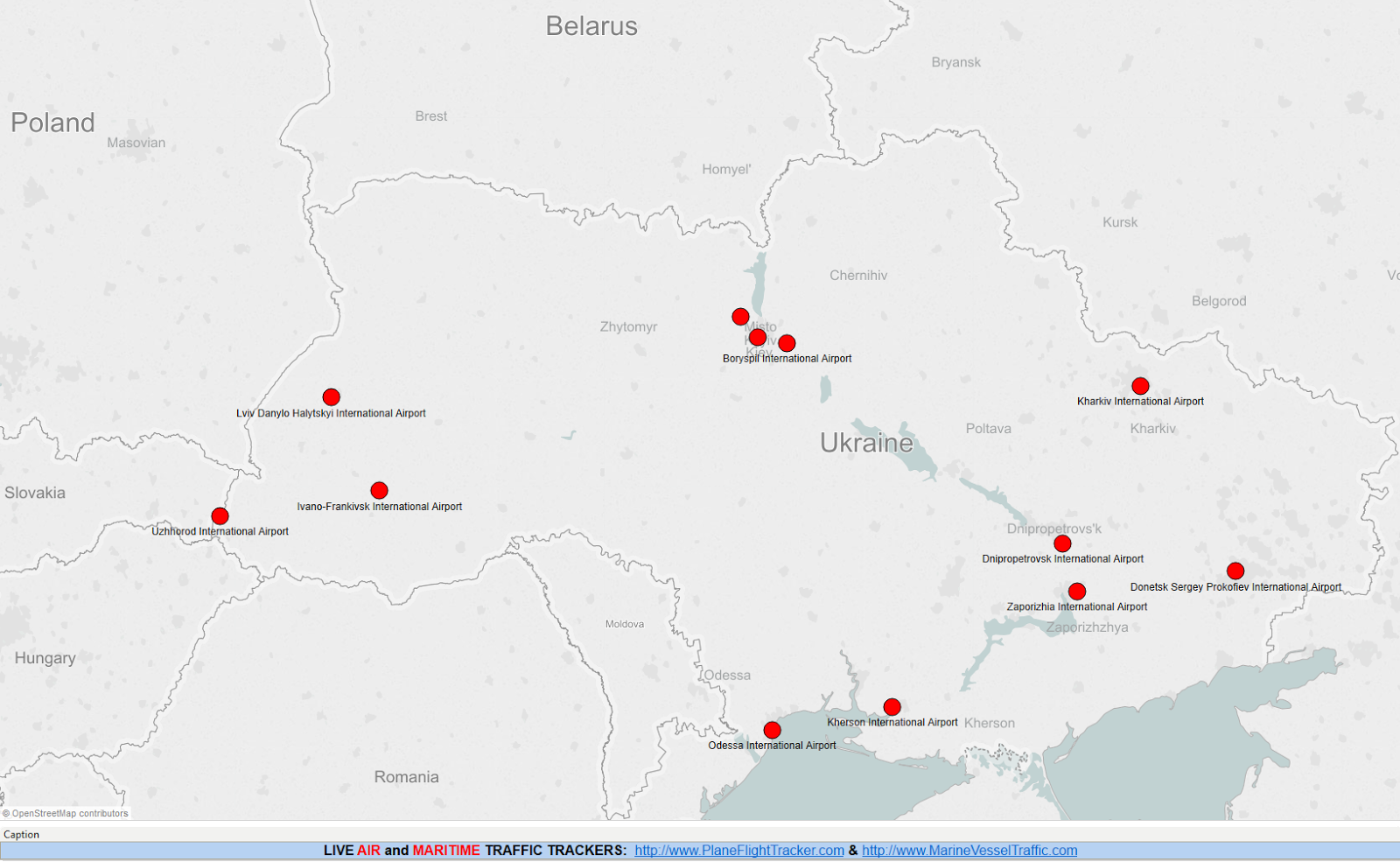 UKRAINE AIRPORTS MAP